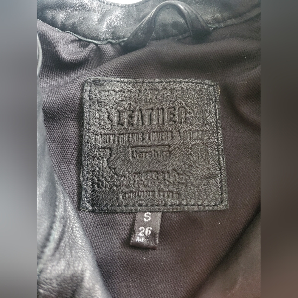 Bershka casull wear Sheep Leather Black Moto Jacket Womens Sz S - Picture 4 of 16